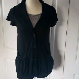 ANIME B/W Stripe Top w/Jacket - 1 Piece, Medium